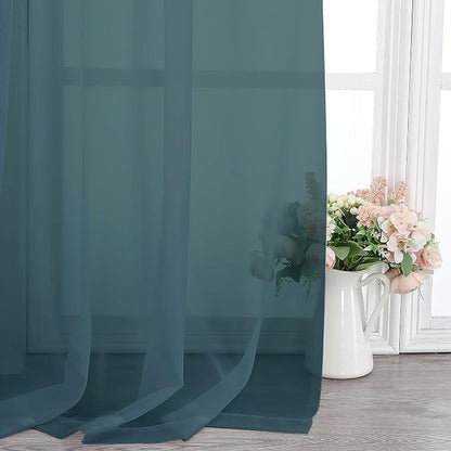 Chyhomenyc Stone Blue Sheer Curtains 72 Inch Length 2 Panels, Light Filtering - Image 9