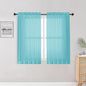 Aqua Kitchen Sheer Curtains for Bedroom Living Room 45 Inch Length, Soft Solid by OWENIE