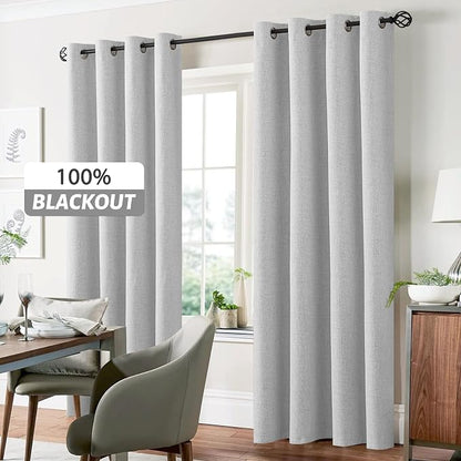Yakamok White Linen Textured Curtains 63 Inches Long - Image 7