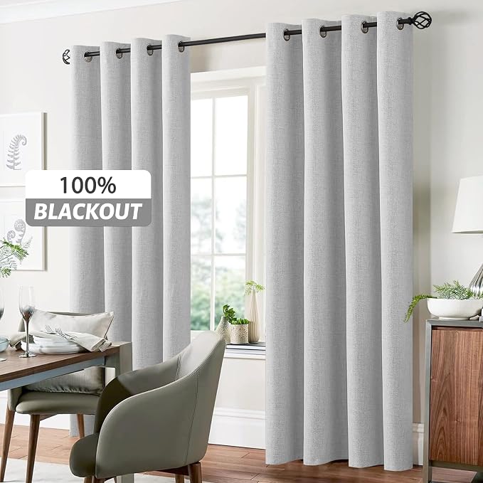 Yakamok White Linen Textured Curtains 72 Inches Long - Image 7