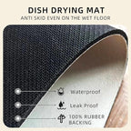 Dish Drying Mat, Absorbent Coffee Mat Rubber Backed, Soft Silicone Dish Drying Mat for Kitchen Counter or Sink for Kitchen Bathroom Coffee Bar (Tulip, 12 x 16 Inches)