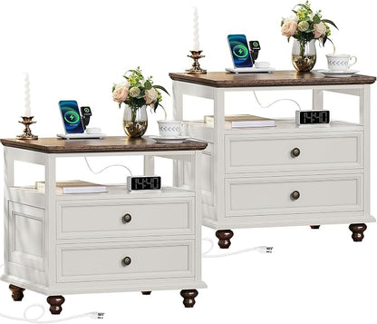Joaxswe Farmhouse Nightstand Set of 2 by Joaxswe