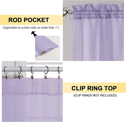 Lavender Sheer Curtains 96 Inches Long 2 Panels - Image 3