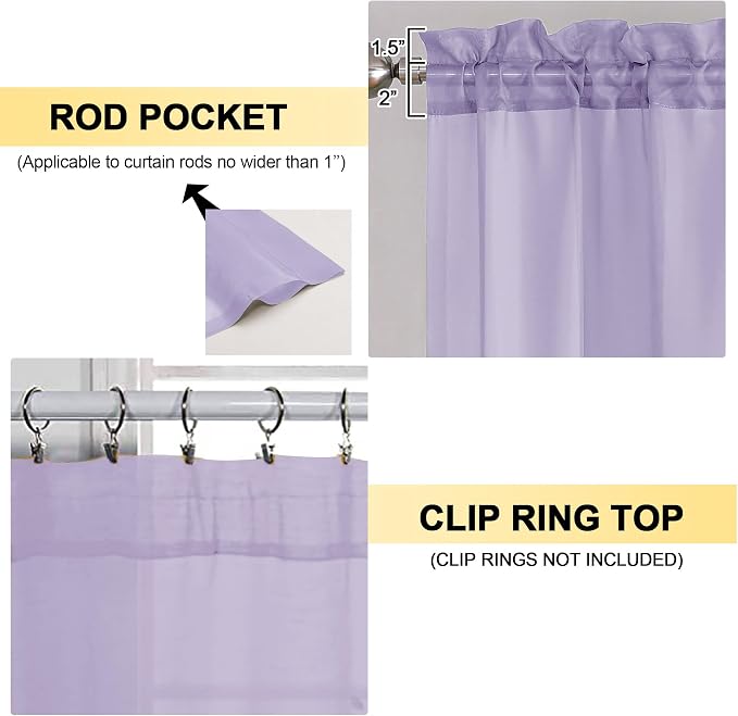 Lavender Sheer Curtains 84 Inches Long 2 Panels - Image 2