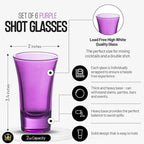 M&N HOME Purple Shot Glasses, 2 Oz Set of 6, Whiskey, Tequila, Cocktail, Round Glasses for Vodka, Spirits & Liquors