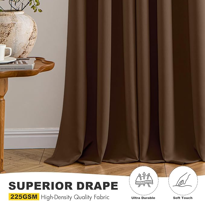 MIULEE Blackout Curtains for Bedroom 2 Panels 40 x 84 Inch Long Brown | Thermal - Image 5