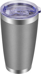 VEGOND 20oz Tumbler with Lid and Straw Stainless Steel Tumbler Cup Vacuum Insulated Double Wall Travel Coffee Mug Powder Coated Coffee Cup(Grey 1 Pack)