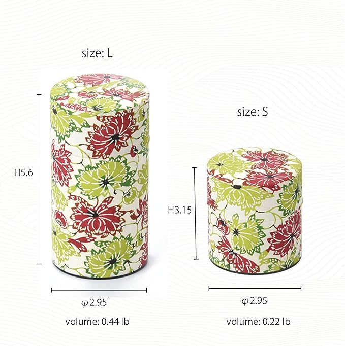 Japanese Pokkan Coffee Spice Tea Tin Canister Washi Paper Storage with Lid 7.05 oz Capacity (Han)