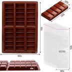 Mity Rain Chocolate Bar Mold Deep, Silicone Thick Mold for Stuffed Bars, Rectangle Knafeh Pistachio Break Apart Candy Molds With 100pcs Storage Bags