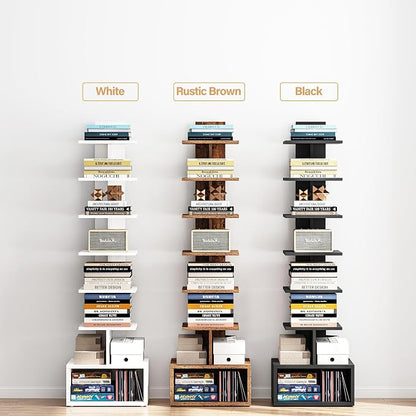 TUTOTAK Narrow Bookshelf, Vertical 8-Tier Bookcase, Spine Book Shelf - Image 7