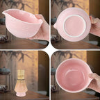 PHILORN Matcha Whisk Set 9Pcs Ceramic Matcha Kit Matcha Bowl with Spout, Whisk, Holder, Bamboo Scoop, Scoop Rest, Sifter and Tea Towe for Matcha Lover and Tea Ceremony (Pink)
