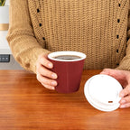 Restaurantware 8 Ounce Double Wall Disposable Coffee Cups, 500 Insulated Crimson Paper Tumblers, Ripple Wall Design, Lids Sold Separately for Hot Drinks like Tea, Hot Chocolate, and More