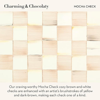 MACKENZIE-CHILDS Set of 4 Enamel Appetizer Plates, Decorative Dinnerware Plate, 5 Inches, Brown-and-White Mocha Check