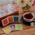 Octavius Gift's Select - Assorted Tea in Multi Design Printed Wooden Box | 6 Flavors, 90 Tea Bags | Black & Green Tea | Tea Gifts for Women & Men | Tea Variety Pack | Mothers Day Tea Gift Box