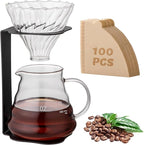 Coffee Pour Over Set – Complete Pour Over Coffee Maker with Dripper, Pot, and 100 Filters | Portable Style Drip Coffee Pour Over