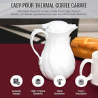 OCS Parts Easy Pour Thermal Coffee Carafe | 8-Inch Insulated Hot and Cold Beverage Pitcher Server for Coffee, Tea, Hot Chocolate and Water with Colored Tags for Easy Idenfication | 20-Ounce | White