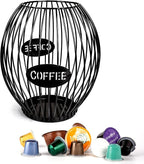 Stainless Steel Elliptical Cup Coffee Basket pods holder Sturdy for Home or Office Kitchen Counter Organizer Espresso Capsule (Black)