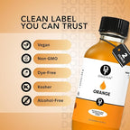 Dolce Flav Natural Orange Food Coloring – 2 oz Bright Plant-Based Liquid Dye | Water-Soluble Color for Baking, Drinks & Desserts | Graduated Dropper Included | No Artificial Dyes | Kosher | Made in USA