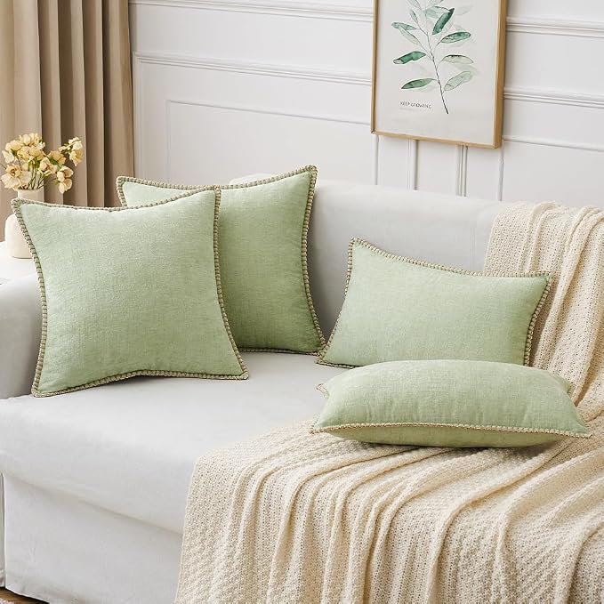 MIULEE Decorative Couch Throw Pillow Covers 20x20 Inch Light Green 2 Pack | - Image 5