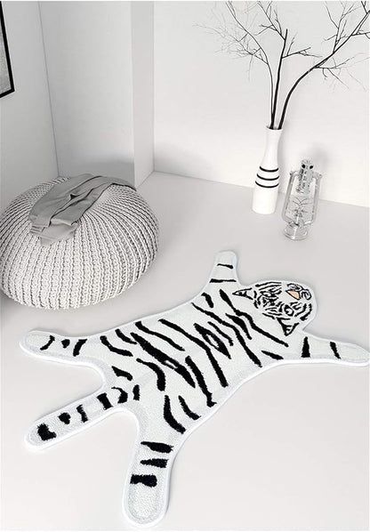 Tiger Print Rug Cartoon Cute Faux Area Rugs Fluffy Animal Print Mat Carpet Kids - Image 4