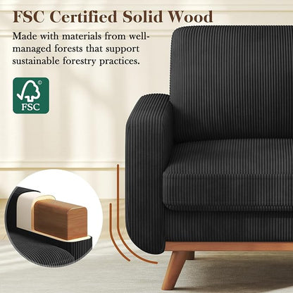 Vesgantti 38.5" Accent Chair Black, Comfy Corduroy Single Sofa Seat - Image 4