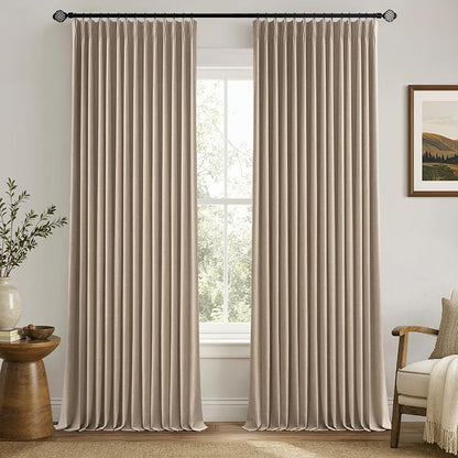 MIULEE Copper Brown Pinch Pleated 100% Blackout Linen Curtains 40x84 Inches | by MIULEE