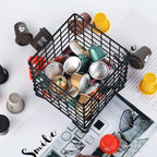 Black Wire Coffee Pod Holder Basket,Large Capacity Metal K Cup Holder Organizer,Storage Basket for Kitchen Countertop Office Coffee Bar Accessories,Creamer and Syrup Organizer