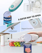 CIRCLE JOY Electric Can Opener, One-Touch Automatic Can Opening with Smooth Edges, Food Safety Handheld Battery-Operated Can Opener for Kitchen and Seniors, Green