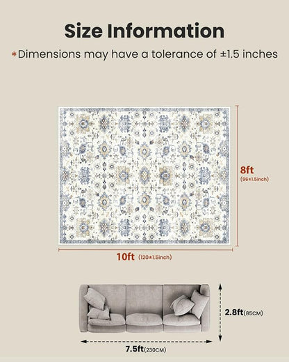 AMADA HOMEFURNISHING Washable Area Rug, Low-Profile Large Area Rug - Image 2