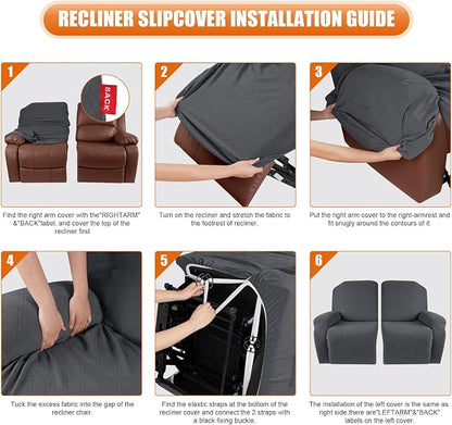 VANSOFY Oversized Recliner Cover, 2-Pieces Stretch Reclining Couch Cover - Image 4
