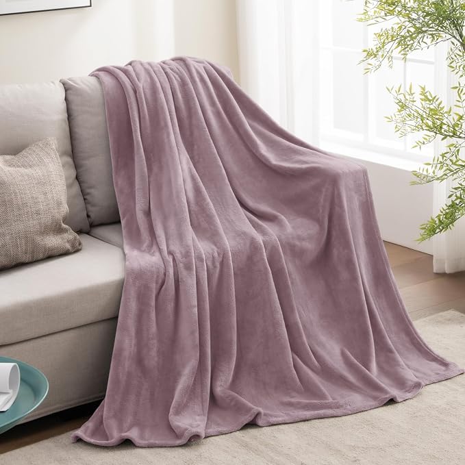 BEDELITE Fleece Blanket Soft Plush Twin Size Blanket Dusky Violet 60"x80" | - Image 6