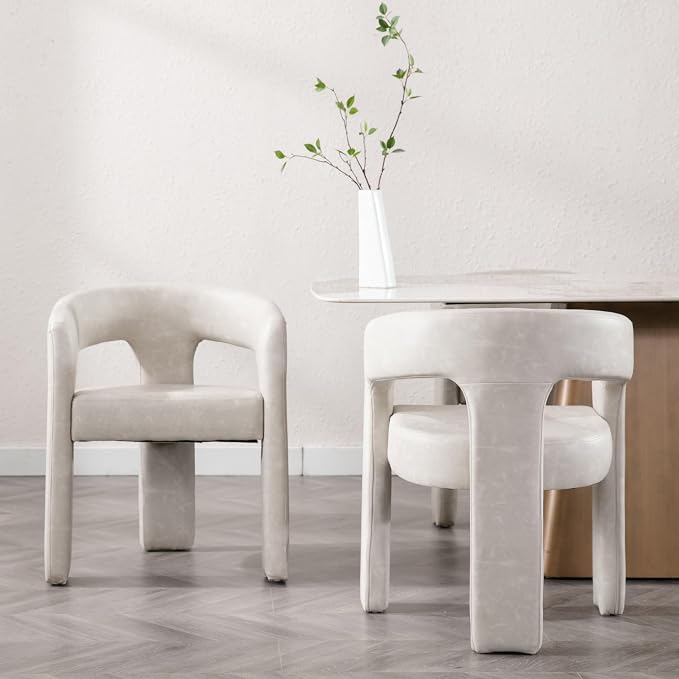 BESTANO Set of 2 Modern PU Leather Upholstered Dining Chairs - Image 2