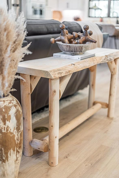 Log Sofa Table Live Edge Wood Pine and Cedar — Natural Furniture — Sofa Tables - Image 3