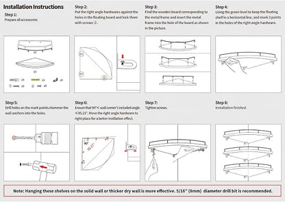 HORLIMER Floating Corner Shelf Wall Mount, Living Room - Image 7