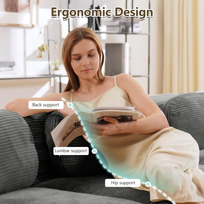 Boneless Sectional Couch, No Assembly Required, 117.3” U Shaped Modular Cloud - Image 4