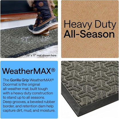 GORILLA GRIP 100% Waterproof All-Season WeatherMAX Doormat, US Designed Natural - Image 3