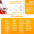 3-Piece Kit Attachments for KitchenAid Tilt-Head Stand Mixer, Accessories Stainless Steel K45WW Wire Whip, K45DH Dough Hook and K45B Coated Flat Blade Paddle with Scraper