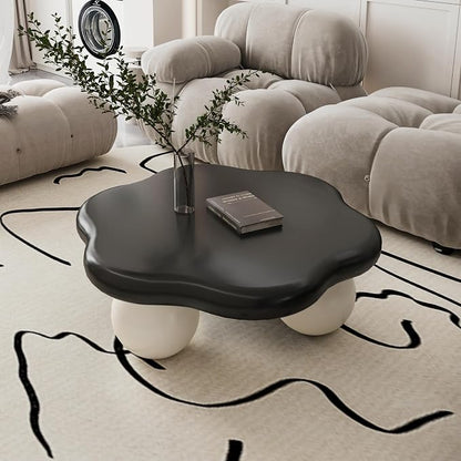 35" Cloud Coffee Table with 3 Ball Legs, Modern Minimalist Petal Center Table by BSYEIO