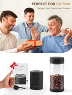 OUTPEAK Neo 2025 Auto Vacuum Coffee Canister, 0.5L for 4.6oz Coffee Beans, One-Button Operation, Small Airtight Coffee Canister with Scoop, Coffee Storage Container Stainless Steel (Champion's Choice)