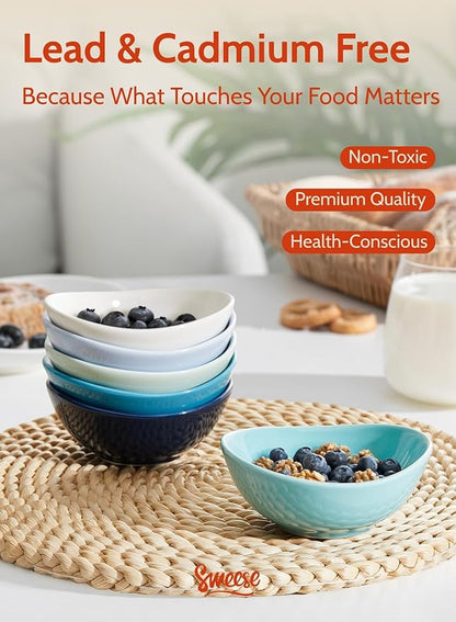 Sweese Porcelain Small Bowls 4 oz Set of 6 - Assorted Colors for Dipping, Snack, Sauce, Side Dishes - Microwave Dishwasher Safe