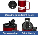 Sidagar+ 18 OZ z Stainless Steel Insulated Coffee Mug with Handle and Lid, Double Wall Vacuum Travel Mug, Tumbler Cup with Sliding Lid, Resuable Insulated Coffee Tumbler, Red