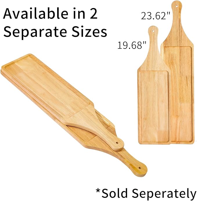 Premium Rubberwood Charcuterie Board with Handle – Durable Wooden Serving Platter for Cheese, Meat, and Appetizers – Perfect for Entertaining, Parties, and Gifts