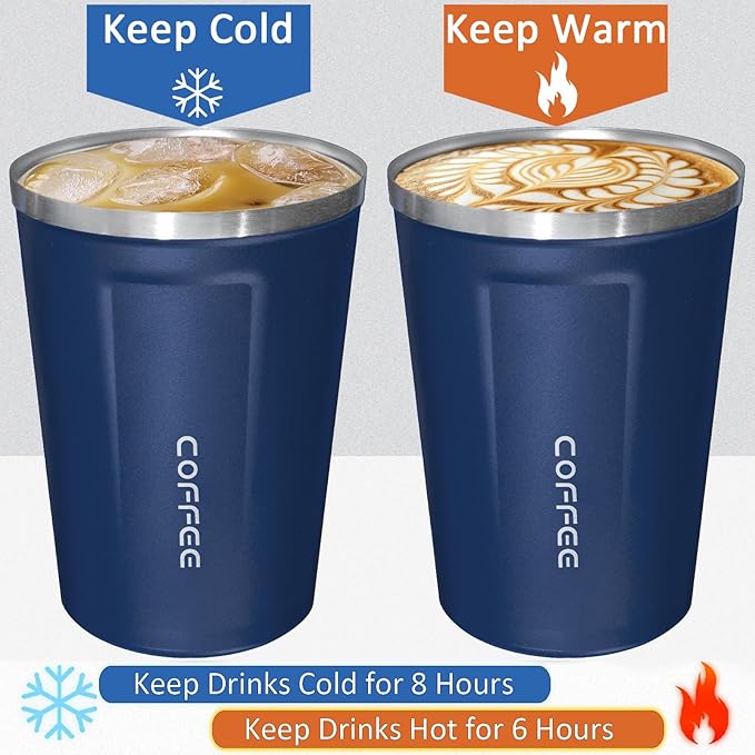 4 Pack Insulated Coffee Tumblers with Lid 12oz Stainless Steel Travel Coffee Mug Reusable Coffee Cup to Keep Cold and Hot Drinks for Car, Daily, Travel and Gifts, Multicolor