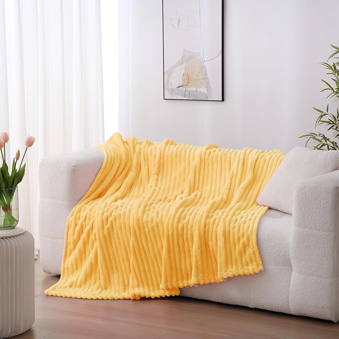 Light Yellow Fleece Throw Blanket 50”×60” - Image 2