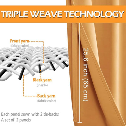 Grommet Blackout Curtains for Bedroom, 70 x 63 Inch, Pumpkin Orange | Thermal - Image 3