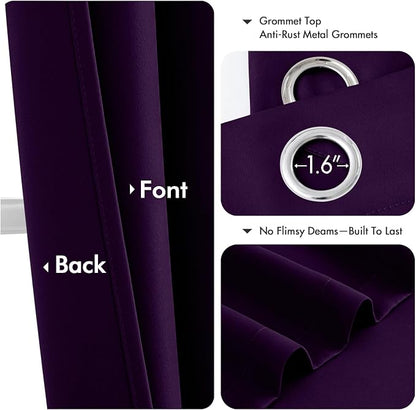 MIULEE Blackout Curtains for Bedroom 2 Panel 40 x 63 Inch Long Royal Purple | - Image 4