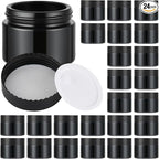 Glass Jars with Lids,Eco-Friendly Cosmetic Containers with Airtight Black Lids & Liners, Multi-Color Options for Cream, Lotion, Body Butter, DIY Skincare Travel Jars (Black, 2oz)