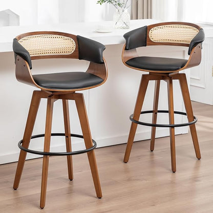 Set of 2 Rattan Swivel Counter Stools by KUNZENTLIVING