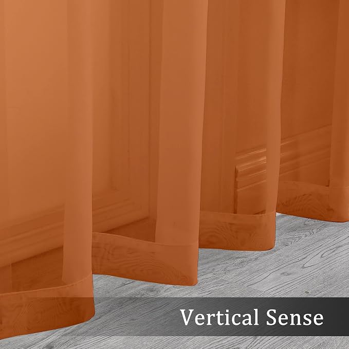 Sheer Orange Curtains, Sheer Curtains 84 inch Length 2 Panels Set, Rod Pocket - Image 5