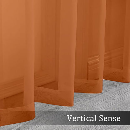Orange Sheer Curtains 96 Inch Length, Elegant Sheer Curtains - Image 3